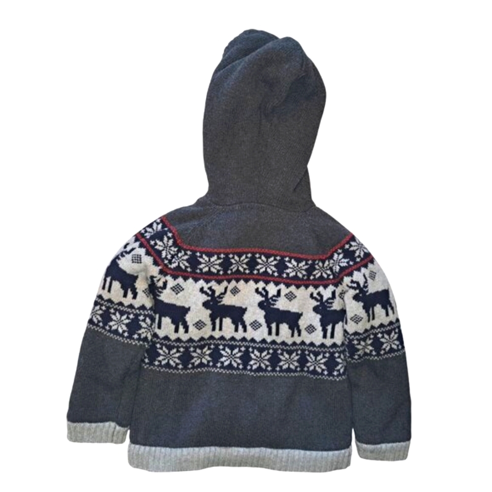 Sami & Jo Gray Hooded Full Zip Reindeer Sweater Jacket Size 4T - Picture 2 of 6